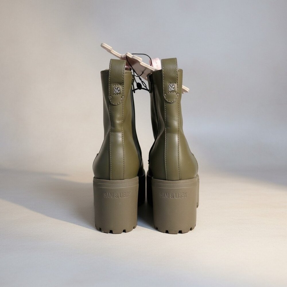 Sam & Libby Women's  Chunky Heel Boots Size 9 Green NWT - Picture 2 of 7